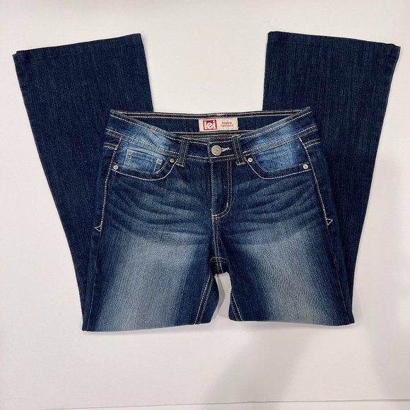 lei Denim - LEI Sophia Hipster Flare Blue Jeans Size 5 Short